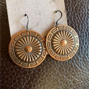 Earrings copper embossed & overlay details.  Native American made Vintage unworn
